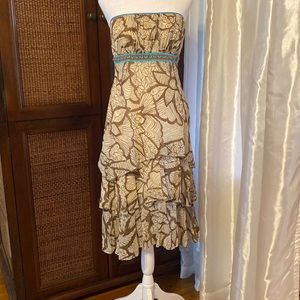 Tropical Strapless Silk Dress